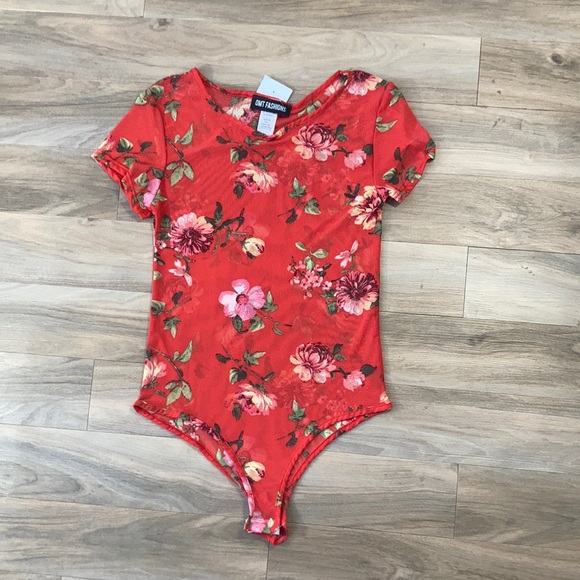NWT sheer floral print bodysuit juniors size M - Picture 4 of 16